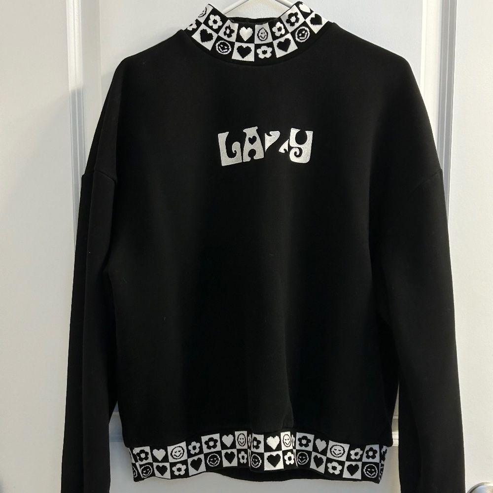 Lazy Oaf Women's Black and White Sweatshirt